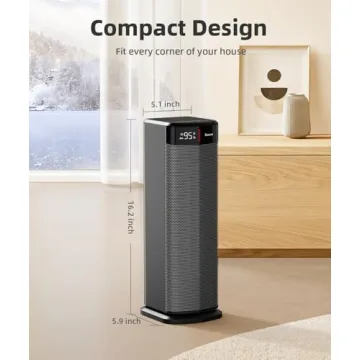 BREEZOME Space Heater for Indoor Use, 1500W Fast Heating Electric Heater with Thermostat, 90°Oscillating PTC Ceramic Heater, 24H Timer Portable Room Heater for Home Office Bedroom