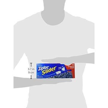 Ziploc Quart Food Storage Slider Bags, Power Shield Technology for More Durability, 42 Count