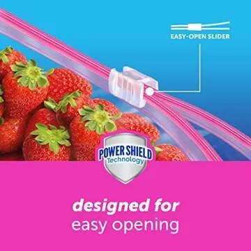 Ziploc Quart Food Storage Slider Bags, Power Shield Technology for More Durability, 42 Count