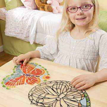 Melissa & Doug Stained Glass Butterfly Art Kit| Arts and Crafts for Kids Age 5+ | Kids Craft Kits | Kids Activity Window Art Kit | Sticker Art | Mess Free Activity | Gifts for Boys & Girls
