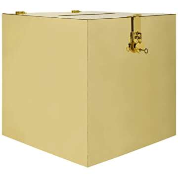 Koyal Wholesale Gold Mirror Acrylic Wedding Card Box with Slot and Gold Metallic Lock Buckle, 12" x 12" x 12"