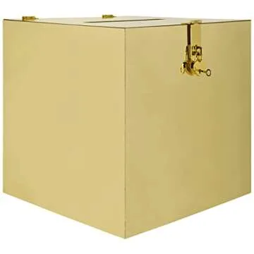 Koyal Wholesale Gold Mirror Acrylic Wedding Card Box with Slot and Gold Metallic Lock Buckle, 12" x 12" x 12"