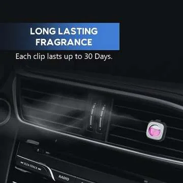 Air Jungles Flora Bliss Scent Car Air Freshener Clip, 6 Vent Clips, 4ml Each, Long Lasting Air Freshener, Up to 180 Days Car Refresher Odor Eliminator