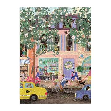 Spring Street 1000 Piece Puzzle in a Square Box from Galison - 1000 Piece Puzzle for Adults, Beautiful Illustrations from Joy Laforme