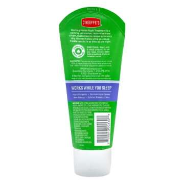 O'Keeffe's Working Hands Night Treatment Hand Cream for Extreme Dryness - 3 oz Tube (2 Pack) - Repairing Skincare for Cracked, Dry Hands