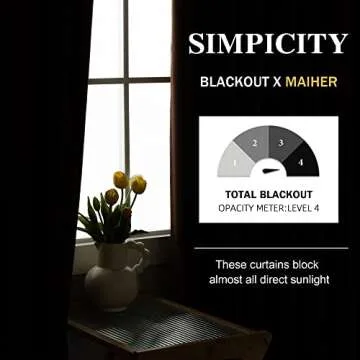 MAIHER Total Blackout Pinch Pleat Curtain, Room Darkening Thermal Insulated Faux Linen Solid Color Drape with Tieback for Bedroom