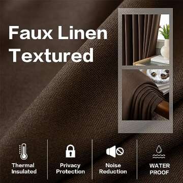MAIHER Total Blackout Pinch Pleat Curtain, Room Darkening Thermal Insulated Faux Linen Solid Color Drape with Tieback for Bedroom