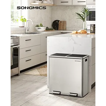 SONGMICS Elegant 2-Compartment Trash Can for Kitchen