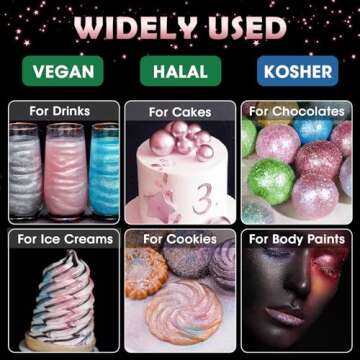 NiHome Edible Food-Grade Glimmer Powder Glitter Luster Dust Metallic Food Decorating Sprinkle Glimme...