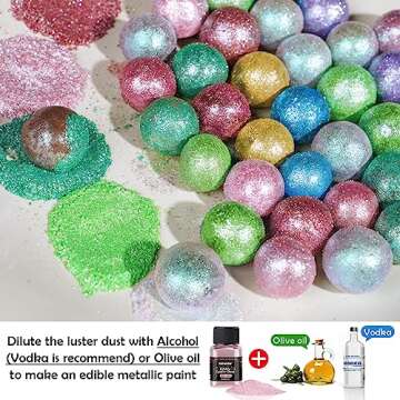 NiHome Edible Food-Grade Glimmer Powder Glitter Luster Dust Metallic Food Decorating Sprinkle Glimmery Dust for Drink Wine Beverage Cake Candy Dessert Bakery Restaurant Vegan (0.18oz/5g, Girl Pink)