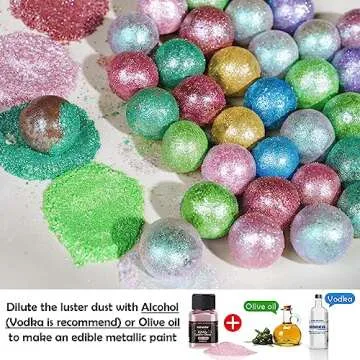 NiHome Edible Food-Grade Glimmer Powder Glitter Luster Dust Metallic Food Decorating Sprinkle Glimmery Dust for Drink Wine Beverage Cake Candy Dessert Bakery Restaurant Vegan (0.18oz/5g, Girl Pink)