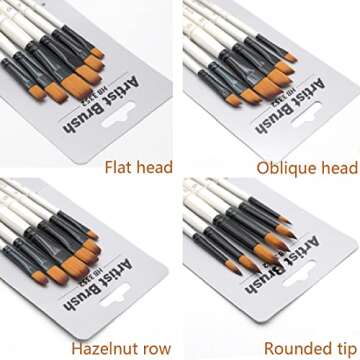 ZYHZJC Brush Set - 24 Nylon Brushes for All Artists