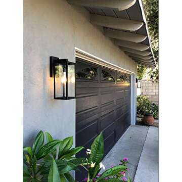 MUDIKIC Outdoor Light Fixture Modern Wall Sconce, Black Aluminum Wall Mounted Lights with Clear Glass Shade 2 Pack