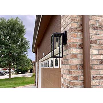 MUDIKIC Outdoor Light Fixture Modern Wall Sconce, Black Aluminum Wall Mounted Lights with Clear Glass Shade 2 Pack