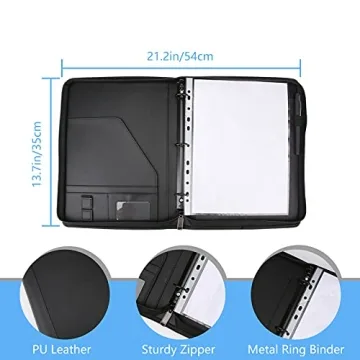 Laelr Stylish Zippered Binder Portfolio 3 Ring Organizer