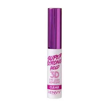 i-Envy by KISS Super Strong Hold 3D Strip Lash Glue, Waterproof Brush-On False Eyelash Adhesive, Latex-Free, Long-Lasting & Easy Application, Ideal for Sensitive Eyes (Clear)