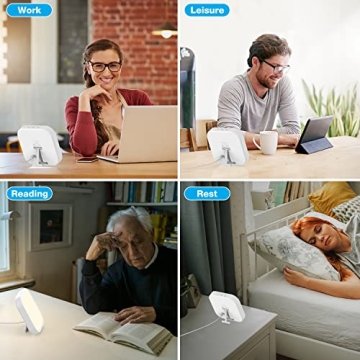 qoosseine Light Therapy Lamp, 10000 Lux UV-Free Therapy Light with 4 Brightness Levels, 4 Color Temperature, 4 Timer Function and Memory Function, Portable Light Therapy Box for Home/Office Use