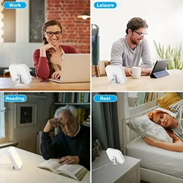 qoosseine Light Therapy Lamp, 10000 Lux UV-Free Therapy Light with 4 Brightness Levels, 4 Color Temperature, 4 Timer Function and Memory Function, Portable Light Therapy Box for Home/Office Use