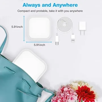 qoosseine Light Therapy Lamp, 10000 Lux UV-Free Therapy Light with 4 Brightness Levels, 4 Color Temperature, 4 Timer Function and Memory Function, Portable Light Therapy Box for Home/Office Use