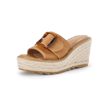 Coutgo Women's Wedge Platform Espadrille Slide Sandals Slip On Open Toe High Heels Buckle Casual Sum...