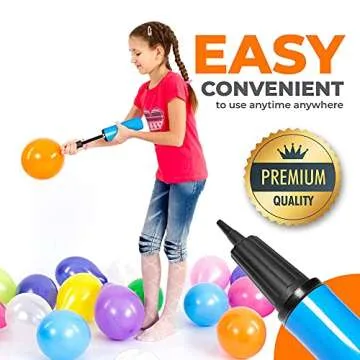Hand Air Pump for Balloons - 9" Portable Manual Balloon Pump, Mini Hand Pump for Inflatables, Pool Floats, Party Garlands, Exercise and Yoga Balls
