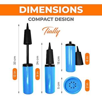 Hand Air Pump for Balloons - 9" Portable Manual Balloon Pump, Mini Hand Pump for Inflatables, Pool Floats, Party Garlands, Exercise and Yoga Balls