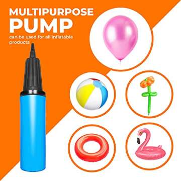 Hand Air Pump for Balloons - 9" Portable Manual Balloon Pump, Mini Hand Pump for Inflatables, Pool Floats, Party Garlands, Exercise and Yoga Balls