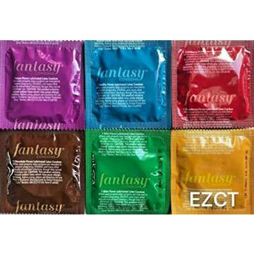 Fantasy Flavored Condoms Pack - 48 Variety Pack of Fun Flavors