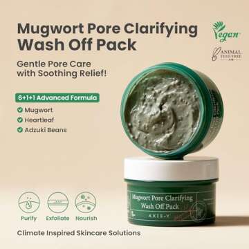 AXIS-Y Mugwort Pore Clarifying Wash Off Pack - Face Exfoliator for Clear Skin and Gentle Care - 3.38...
