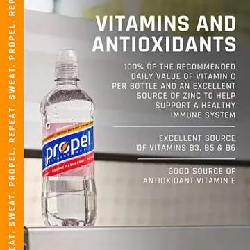 Propel Immune Support with Vitamin C + Zinc, Orange Raspberry, 16.9oz Bottles, Pack of 6