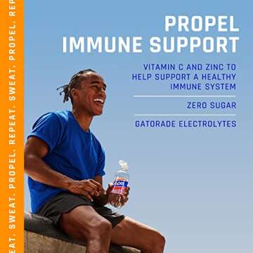 Propel Immune Support with Vitamin C + Zinc, Orange Raspberry, 16.9oz Bottles, Pack of 6