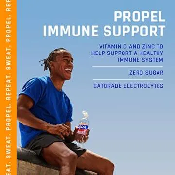 Propel Immune Support with Vitamin C + Zinc, Orange Raspberry, 16.9oz Bottles, Pack of 6