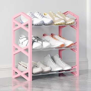 SHELAKET 3-Tier Small Shoe Rack for Space Saving Storage