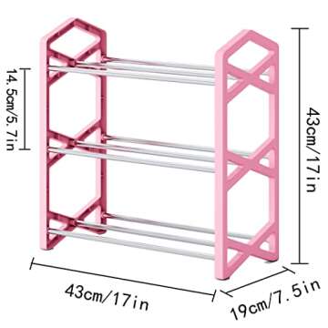 SHELAKET 3-Tier Small Shoe Rack for Space Saving Storage