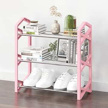 SHELAKET 3-Tier Small Shoe Rack for Space Saving Storage