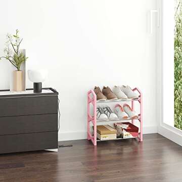 SHELAKET 3-Tier Small Shoe Rack for Space Saving Storage