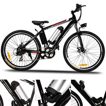 Yiilove Electric Bike for Adult 26'' Mountain Electric Bicycle Ebike 36V Removable Lithium Battery 250W Powerful Motor 21 Speed (Dark Black)