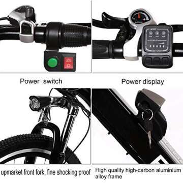 Yiilove Electric Bike for Adult 26'' Mountain Electric Bicycle Ebike 36V Removable Lithium Battery 250W Powerful Motor 21 Speed (Dark Black)