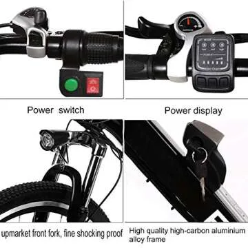 Yiilove Electric Bike for Adult 26'' Mountain Electric Bicycle Ebike 36V Removable Lithium Battery 250W Powerful Motor 21 Speed (Dark Black)