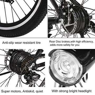 Yiilove Electric Bike for Adult 26'' Mountain Electric Bicycle Ebike 36V Removable Lithium Battery 250W Powerful Motor 21 Speed (Dark Black)