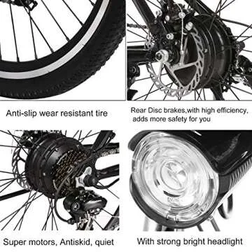 Yiilove Electric Bike for Adult 26'' Mountain Electric Bicycle Ebike 36V Removable Lithium Battery 250W Powerful Motor 21 Speed (Dark Black)