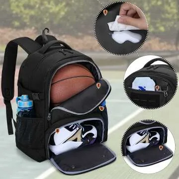 DSLEAF Sports Backpack with Ball & Shoe Compartment