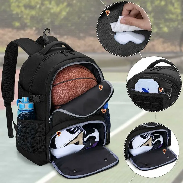 DSLEAF Sports Backpack with Ball & Shoe Compartment