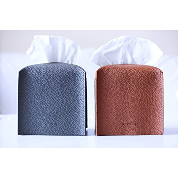 Elegant PU Leather Tissue Box Cover Holder for Home & Office
