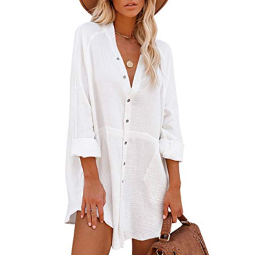 Stylish Auxo Women's Henley Button Down Shirt Dress