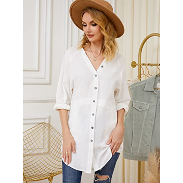 Stylish Auxo Women's Henley Button Down Shirt Dress
