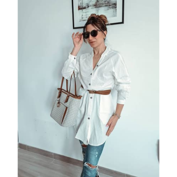 Stylish Auxo Women's Henley Button Down Shirt Dress