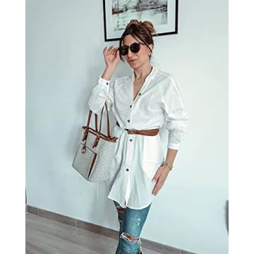 Stylish Auxo Women's Henley Button Down Shirt Dress