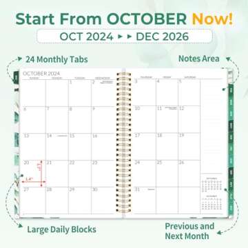 SUNEE 2-Year Monthly Planner 2025-2026 - Elegant Productivity Tool with Bonus Features