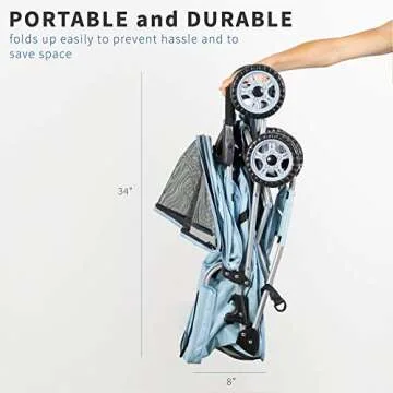 VIVO Four Wheel Pet Stroller, for Cat, Dog and More, Foldable Carrier Strolling Cart, Multiple Colors (Blue)